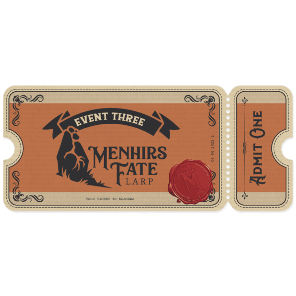 A Representation of a paper Menhirs Fate Event Three Ticket